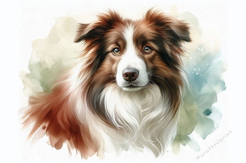 Cute Brown And White Border Collie A4 Landscape.