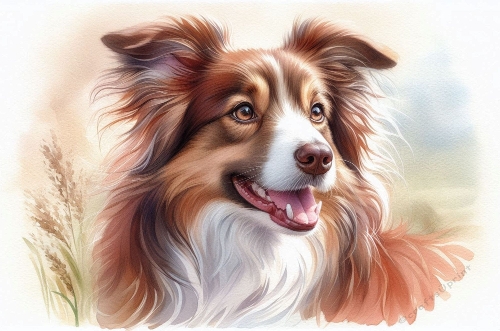 Cute Brown And White Border Collie A4 Landscape.