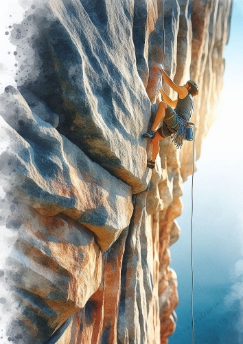 A Watercolour Of A Climber A4 Portrait.