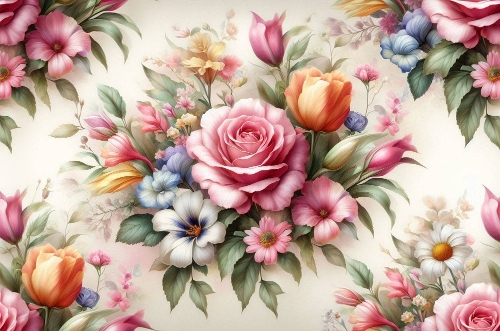 Beautiful watercolour Flowers a4 Landscape.