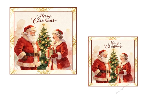 2 x Beautiful Watercolour Toppers Of Mr and Mrs Claus.