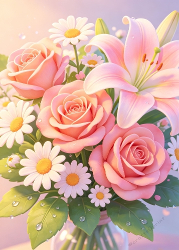 5 x 7 Beautiful Flowers Topper.