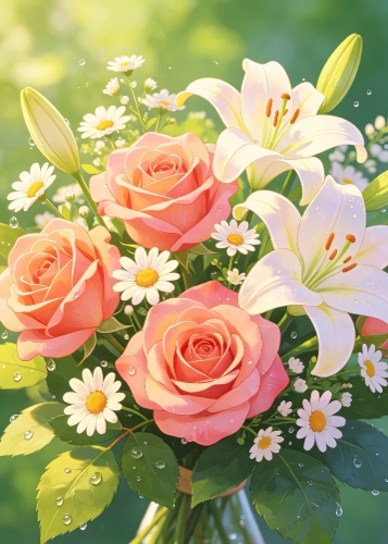 5 x 7 Beautiful Flowers Topper.