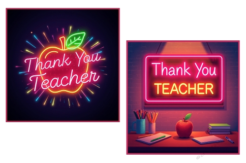 2 X Neon Thank You Teacher Toppers.