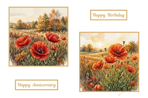 2 X Beautiful Autumn Poppies Toppers.