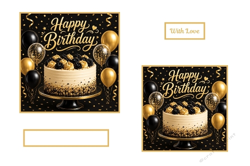 2 X Beautiful Black and Gold Birthday Cake Toppers.