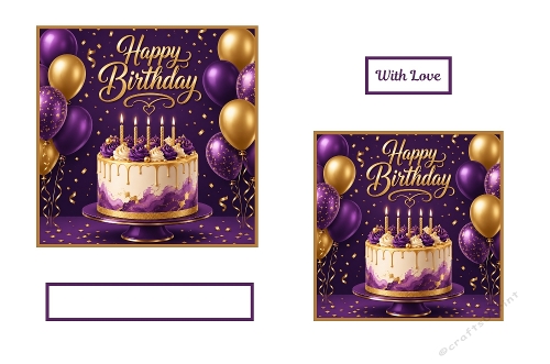 Deep Purple and White Beautiful Birthday Cake Toppers.