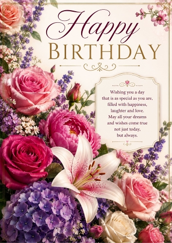 Beautiful Flowers a4 Portrait Card Topper.