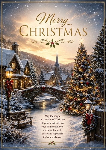 Beautiful Christmas Theme a4 Portrait Card Topper.