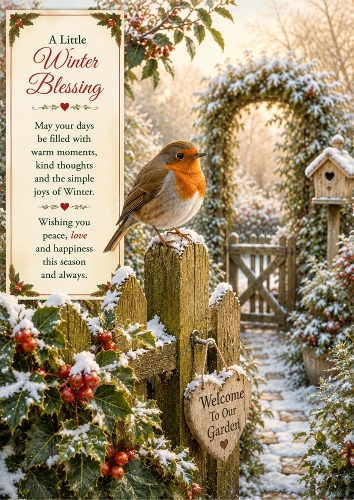 Winter Robin Wishes Theme A4 Portrait Topper