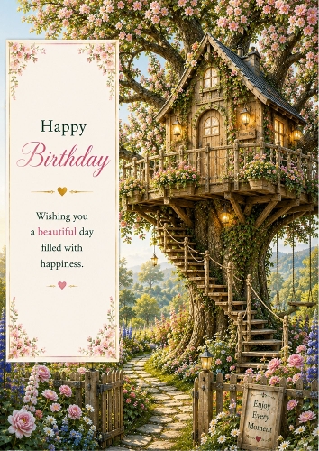 Magical Treehouse Birthday Theme A4 Portrait Topper