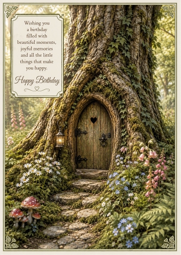 Little Door In The Tree Birthday Theme A4 Portrait Topper.