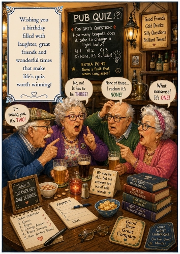 The Pub Quiz Team Funny Theme A4 Portrait Topper.