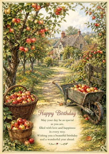 The Country Orchard Birthday Theme. A4 Portrait Topper.