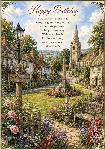 The Village Green Birthday Theme. A4 Portrait Topper.