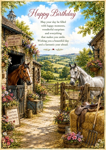 The Country Riding Stables Birthday Theme. A4 Portrait Topper.