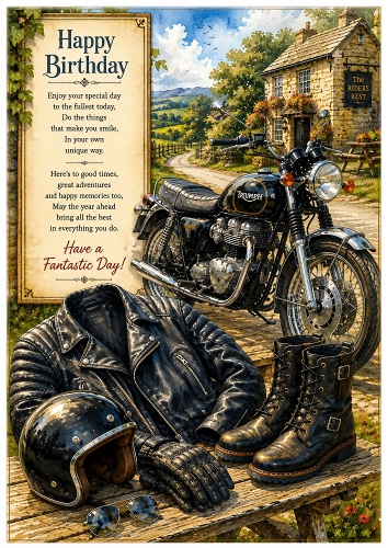 The Biker Birthday Theme. A4 Portrait Topper.