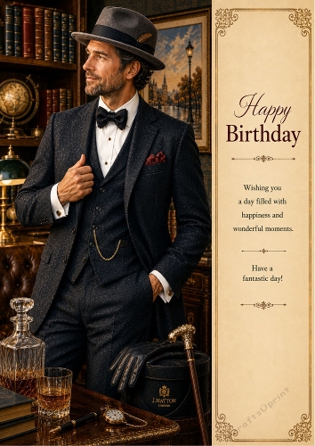 The Dapper Gentleman Birthday Theme. A4 Portrait Topper.