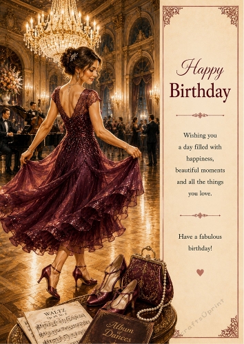 The Dancing Lady Birthday Theme. A4 Portrait Topper.