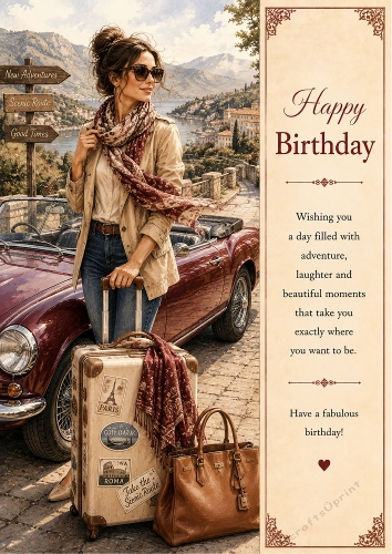 The Weekend Road Trip Birthday Theme. A4 Portrait Topper.