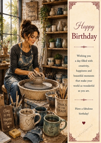 The Pottery Studio Birthday Theme. A4 Portrait Topper.