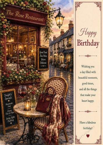 The Evening Restaurant Birthday Theme. A4 Portrait Topper.