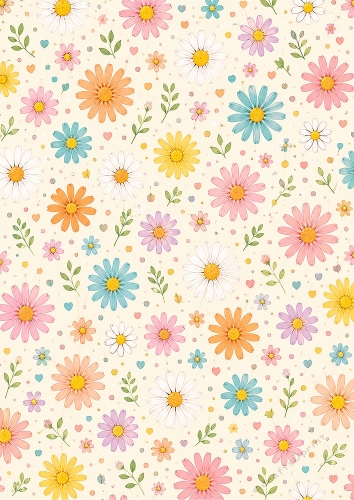 Daisy Dream Seamless Pattern Background A4 Portrait