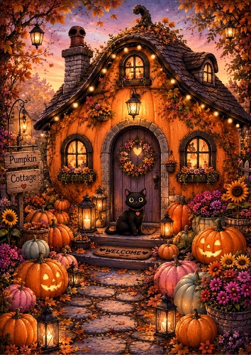Cute Pumpkin Cottage Theme A4 Topper.