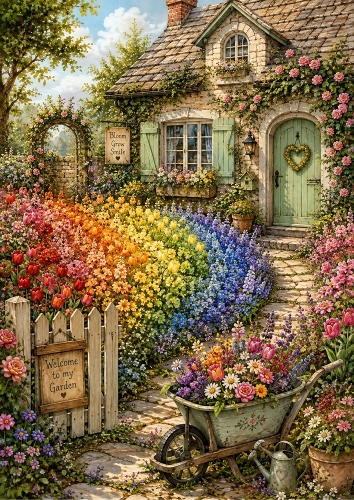 The Rainbow Garden A4 Portrait Topper.