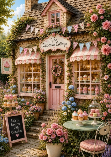 The Cupcake Cottage A4 Portrait Topper.