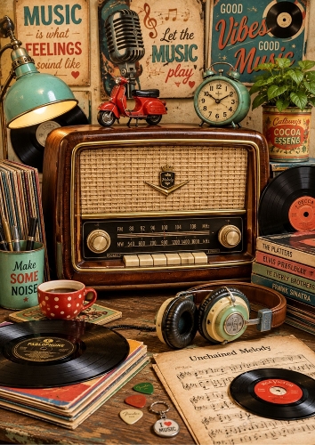 Vintage Melodies A4 Portrait Topper.