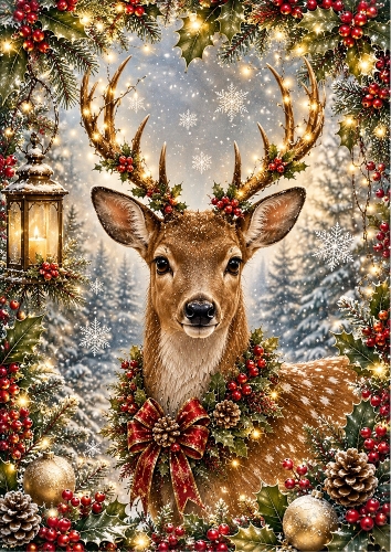 The Christmas Deer A4 Portrait Topper.
