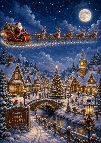 Santas Little Village A4 Portrait Topper.