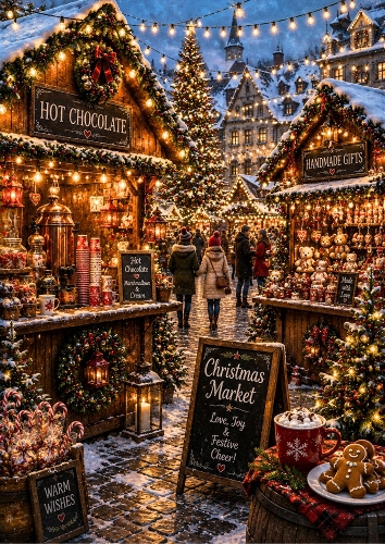 The Christmas Market A4 Portrait Topper.