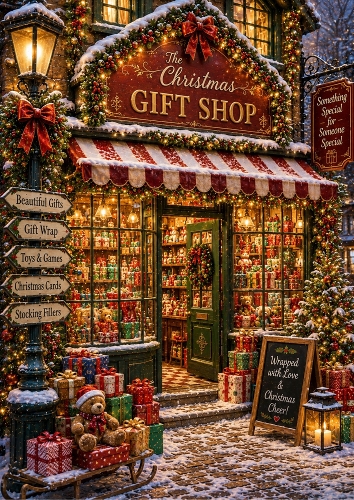 The Christmas Gift Shop A4 Portrait Topper.