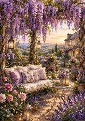 The Wisteria Garden Retreat A4 Portrait Topper.