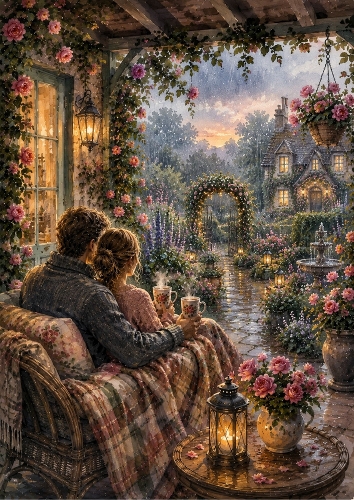 The Rainy Garden Retreat A4 Portrait Topper.
