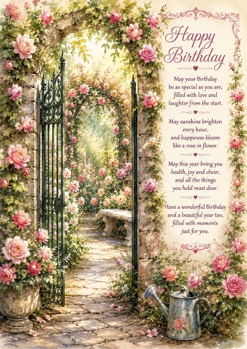 The Secret Rose Garden A4 Portrait Topper