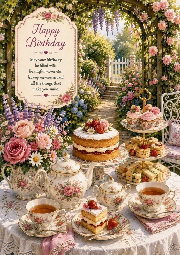 Afternoon Tea In The Garden A4 Portrait Topper