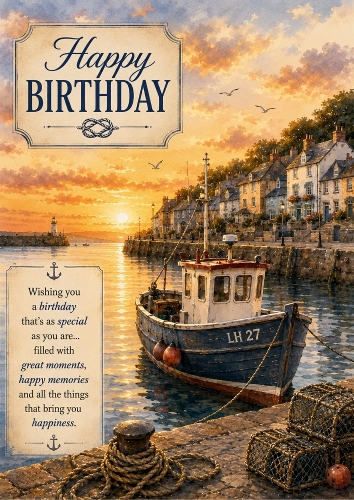Sunset Harbor A4 Birthday Portrait Topper