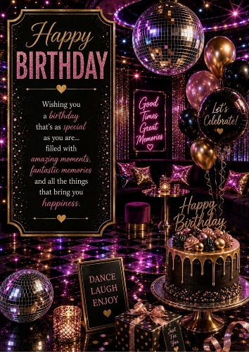 Birthday Disco A4 Birthday Portrait Topper