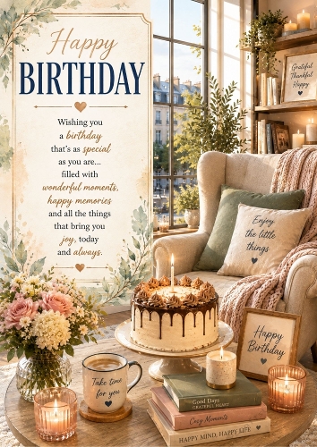 Cosy Modern Home A4 Birthday Portrait Topper