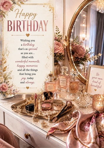 Glamour Dressing Table A4 Birthday Portrait Topper
