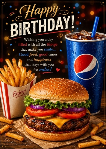 The Birthday Burger Bash A4 Birthday Theme Topper.