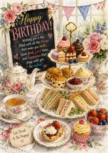 Birthday Afternoon Tea A4 Birthday Theme Topper.