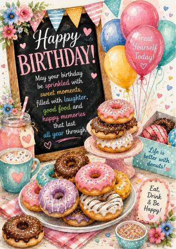 Donuts A4 Birthday Theme Topper.