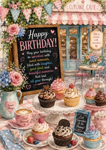 Cupcake Cafe A4 Birthday Theme Topper.