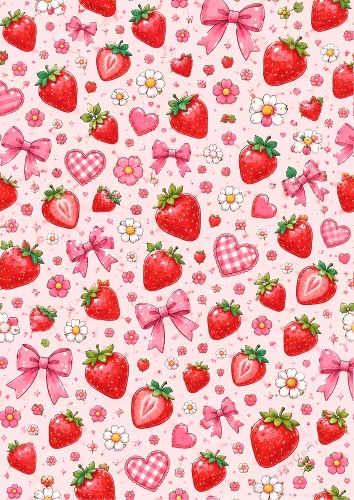 Strawberry Sweetheart Seamless Pattern Background