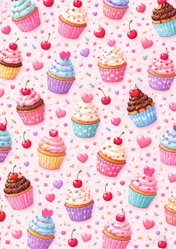 Cupcakes And Sprinkles Seamless Pattern Background