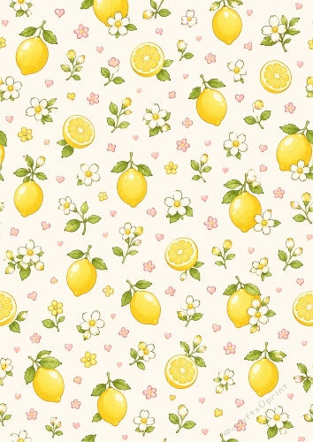 Lemons And Blossom Seamless Pattern Background